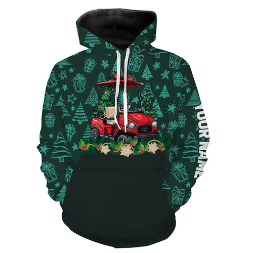 Green christmas pattern Golf cart Golf Hoodies custom Christmas golf hoodie clothes