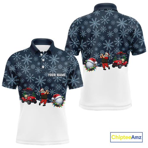 Blue snowflake pattern Christmas Golf Polo Shirts custom golf attire, unique golf gifts