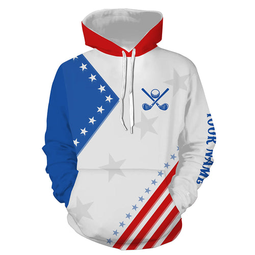 Red, white and blue Golf Hoodies, custom American Flag patriotic golf shirts