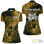 Yellow Camo Bowling Polo, Quarter Zip Shirts Custom Bowling Team Jerseys, Gift For Bowlers