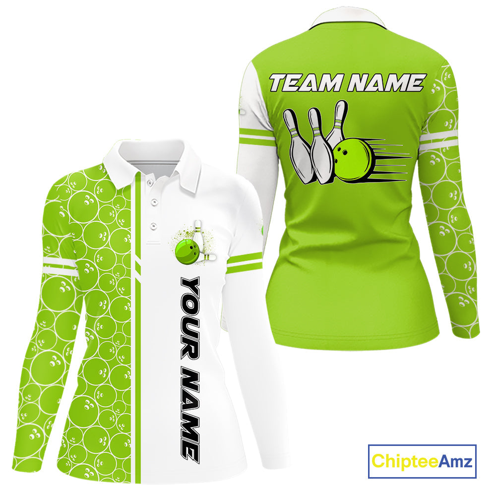 Bowling Polo, 1/4 Zip Shirt Custom retro white and green camo vintage bowling jerseys