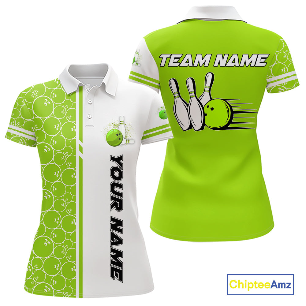 Bowling Polo, 1/4 Zip Shirt Custom retro white and green camo vintage bowling jerseys