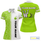 Bowling Polo, 1/4 Zip Shirt Custom retro white and green camo vintage bowling jerseys