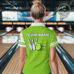 Bowling Polo, 1/4 Zip Shirt Custom retro white and green camo vintage bowling jerseys