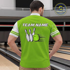 Bowling Polo, 1/4 Zip Shirt Custom white & green camo vintage bowling shirts, bowling jersey