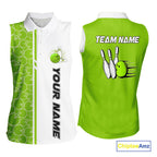 Bowling Sleeveless Polo Shirt Custom retro white and green camo vintage bowling jerseys