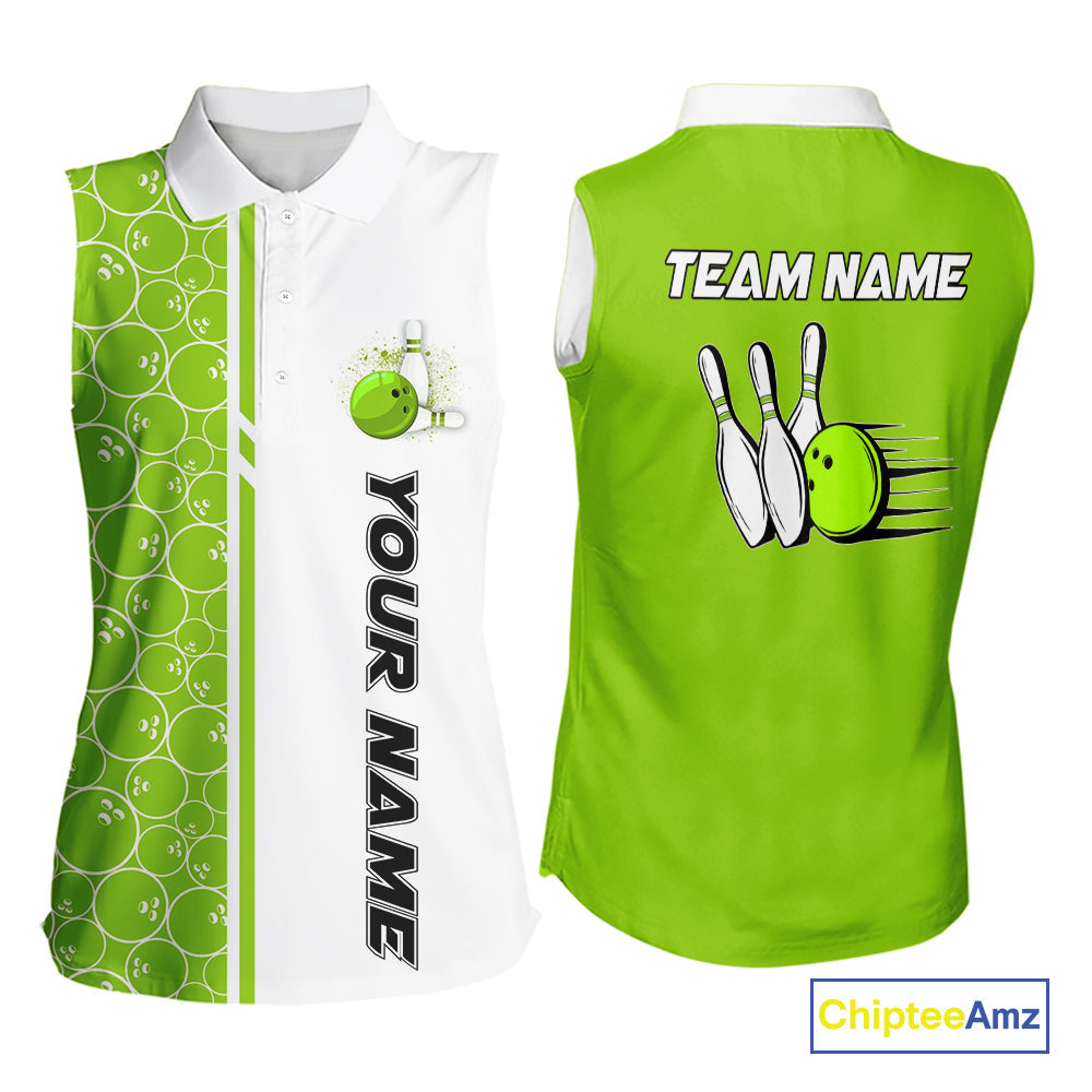 Bowling Sleeveless Polo Shirt Custom retro white and green camo vintage bowling jerseys