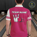 Bowling Polo, 1/4 Zip Shirt Custom white & pink camo vintage bowling shirts, bowling jersey