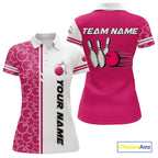 Bowling Polo, 1/4 Zip Shirt Custom retro white and pink camo vintage bowling jerseys