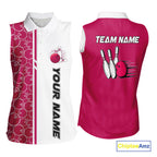 Bowling Sleeveless Polo Shirt Custom retro white and pink camo vintage bowling jerseys