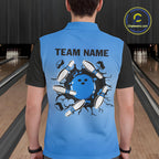 Personalized Black and Blue Retro Bowling Polo, Quarter Zip Team Shirts Custom Bowling Gifts
