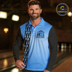 Personalized Black and Blue Retro Bowling Polo, Quarter Zip Team Shirts Custom Bowling Gifts