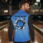 Personalized Black and Blue Retro Bowling Polo, Quarter Zip Team Shirts Custom Bowling Gifts