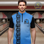 Personalized Black and Blue Retro Bowling Polo, Quarter Zip Team Shirts Custom Bowling Gifts