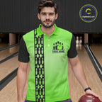 Personalized Black and Green Retro Bowling Polo, Quarter Zip Team Shirts Custom Bowling Gifts
