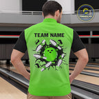 Personalized Black and Green Retro Bowling Polo, Quarter Zip Team Shirts Custom Bowling Gifts