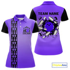 Personalized Black & Purple Retro Bowling Polo, Quarter Zip Team Shirt Custom Bowling Gift