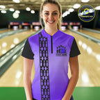 Personalized Black & Purple Retro Bowling Polo, Quarter Zip Team Shirt Custom Bowling Gift