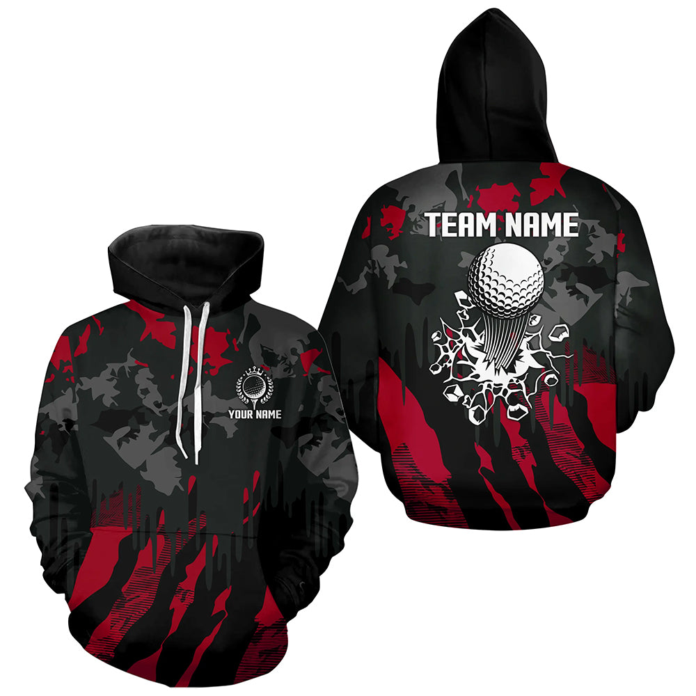 Black and Red Camo pattern Golf Hoodies custom team golf shirt, cool golf gifts