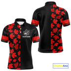 Black and Red maple leaf pattern golf polo shirts Custom Canadian Flag patriotic golf top