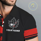 Black and Red maple leaf pattern golf polo shirts Custom Canadian Flag patriotic golf top