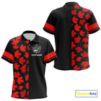 Black and Red maple leaf pattern golf polo shirt Custom Canadian Flag patriotic golf top