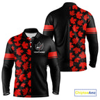 Black and Red maple leaf pattern golf polo shirts Custom Canadian Flag patriotic golf top
