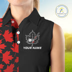 Black and Red maple leaf pattern sleeveless polo shirt Custom Canadian Flag patriotic golf top
