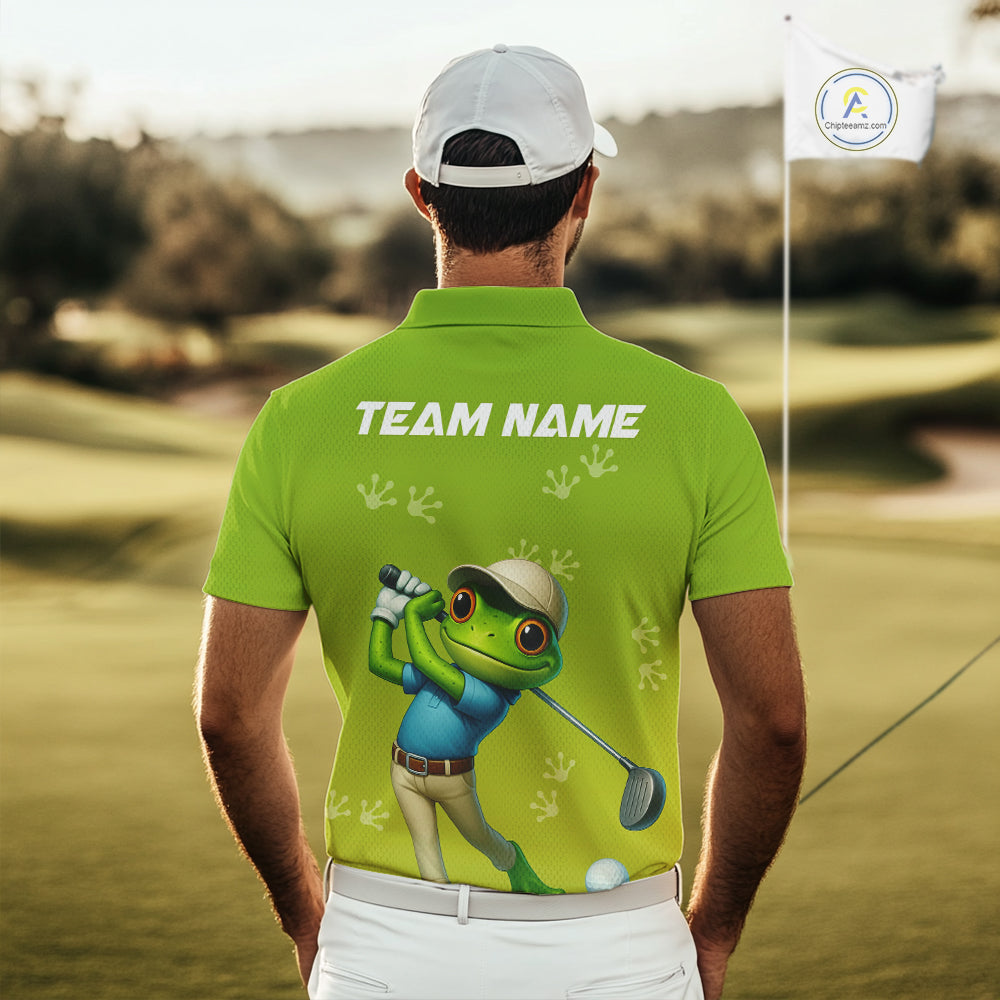 Funny Frog Golf polo shirt Custom Green golf top, personalized golf gifts