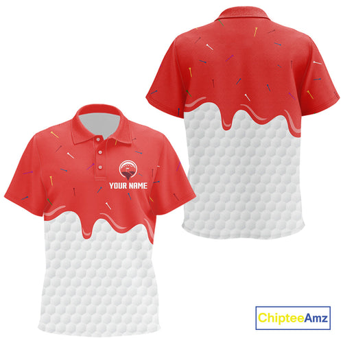 golf polo shirts custom red Ice Cream Melting On Golf Ball, golf gifts