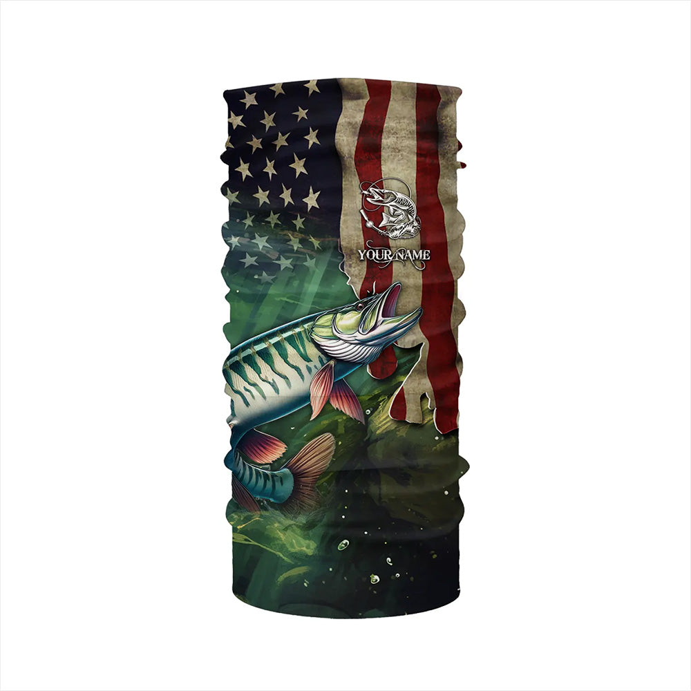 Musky Fishing American Flag Patriotic Customize fishing jerseys, personalized fishing gifts