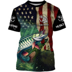 Musky Fishing American Flag Patriotic Customize fishing jerseys, personalized fishing gifts