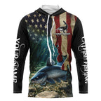 Catfish Fishing American Flag Patriotic Custom Long sleeve fishing shirt, personalized fishing gift