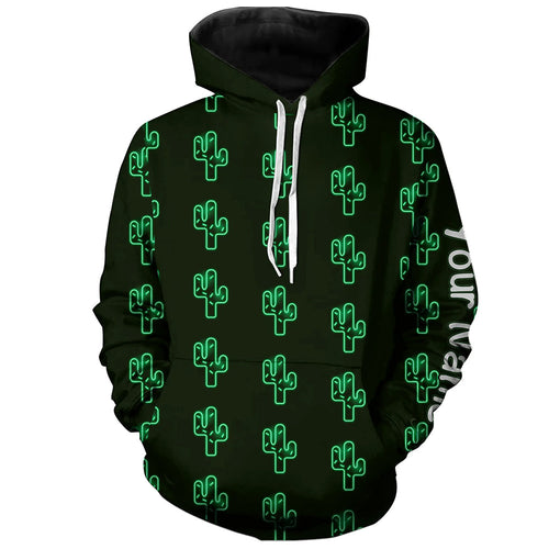 Personalized Green neon Cactus pattern golf Hoodie custom cactus golf shirt, golfer gifts