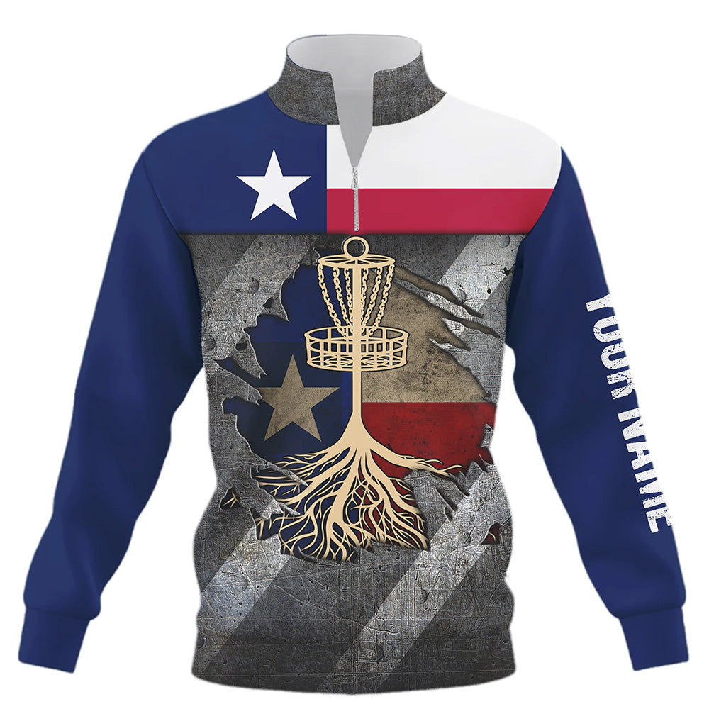 Quarter zip disc golf sweatshirt custom Texas flag disc golf sweater basket, disc golf gifts