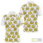 Funny Yellow beer pattern golf polo shirts custom fun golf shirts, cool golf gifts