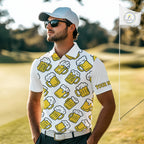 Funny Yellow beer pattern golf polo shirts custom fun golf shirts, cool golf gifts