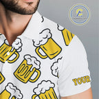 Funny Yellow beer pattern golf polo shirts custom fun golf shirts, cool golf gifts