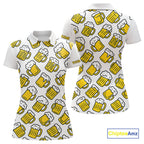 Funny Yellow beer pattern golf polo shirts custom fun golf shirts, cool golf gifts