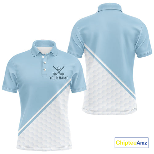 Light Blue and White Golf polo golf shirt Custom 's golf outfit, unique golf gifts