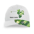White Golfer hat custom name green argyle pattern golf hats, gifts for golfers