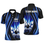 Blue and black light Bowling Polo Shirt Custom bowling league jerseys, personalized bowling gift