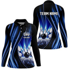 Blue and black light Bowling Polo Shirt Custom bowling league jerseys, personalized bowling gift