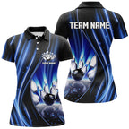 Blue and black light Bowling Polo Shirt Custom bowling league jerseys, personalized bowling gift