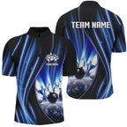 Blue and black light bowling Quarter Zip Shirt Custom league jerseys, personalized bowling gift