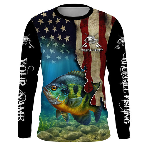 Bluegill Fishing 3D American Flag Patriotic Customize name All over printed shirts
