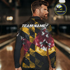 Smoke Maryland Flag Black Bowling Polo, 1/4 Zip shirt Custom patriotic Team bowling jersey