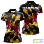 Smoke Maryland Flag Black Bowling Polo, 1/4 Zip shirt Custom patriotic Team bowling jersey