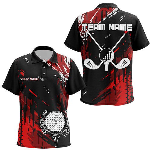 Black and Red Golf Polo Shirts Custom retro golf ball clubs golf team league jerseys