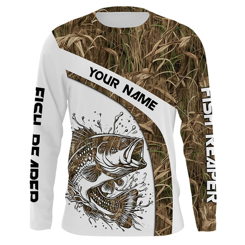 Largemouth Bass Fishing Tattoo camouflage UV protection Custom name long sleeves fishing apparel jersey